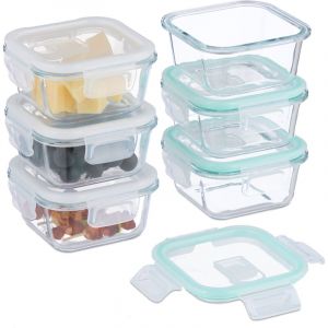 Relaxdays Boîtes Alimentaires en Verre, Lot de 6, Couvercle hermétique en Plastique, 320 ML, récipients, Transparents