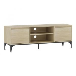 [en.casa] - Meuble tv Kistiandi 140 x 40 x 50 cm effet chêne clair