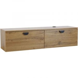 Oviala Meuble TV suspendu 120 cm industriel bois clair