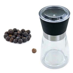 Aromandise Moulin à épices en verre et céramique + baies de genévrier bio