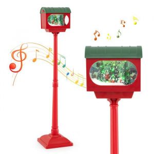 Costway Lampadaire Musical De Noël De 150 Cm En Forme De Boîte Aux Lettres, Avec Lanterne Boule De Neige Avec Sapin De Noël