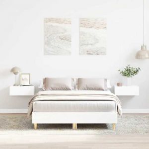 VidaXL Cadre de lit sans matelas blanc 140x190 cm bois d'ingénierie, meuble de chambre à coucher, sommier, lit double, lit, 861057