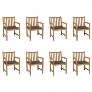 VidaXL Chaises de jardin 8 pcs avec coussins taupe Bois de teck massif