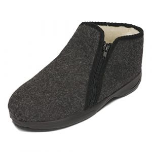 BAWAL Femmes Hommes Chaussons en Feutre Isolées Doublure en laine Pantoufles Unisex d'hiver Chaudes 36-46 EU (Gris/noir, Système Taille Chaussures EU, Adulte, Numérique, Moyen, 46)