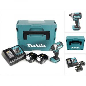 Makita DTD 153 RFJ Visseuse &agrave; percussion sans fil 18V, sans balai + 2x Batteries BL 1850 B 5,0 Ah + Chargeur rapide DC 18 RC +