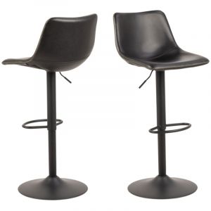 DRAWER Anartia - Tabouret de bar en simili et métal H61-83cm