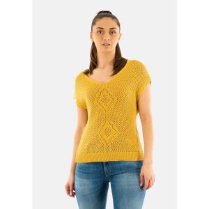 Morgan Pull manches courtes jaune moutarde femme - Taille L