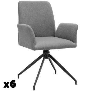 TecTake Lot 6 fauteuils pivotants 360° rembourrés tissu robuste anthracite