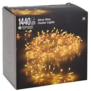 Image de Cluster - Micro - Guirlande lumineuse en touffe - 1440 LED et 1440 cm - Blanc chaud - Avec c&acirc;ble d&rsquo;alimentation pour une utilisation en int&eacute;rieur et en ext&eacute;rieur