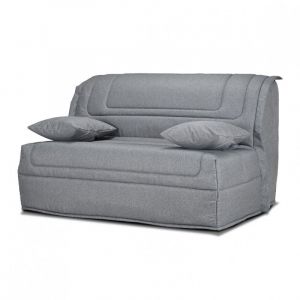 Banquette lit BZ 140x190 cm en tissu gris matelas 12 cm – BUZZY