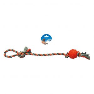 Corde pour chien en cotton avec pendule balle caoutchouc Duvoplus