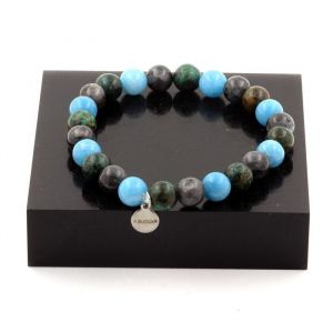 Bracelet Perles Calcédoine bleu + Labradorite + Turquoise Africaine 8 mm - A Bijoux