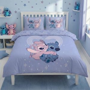 Aymax Parure de lit r&eacute;versible - Stitch et Angel - 240x220 cm