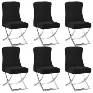 Image de VidaXL Chaises de salle à manger 6 pcs Noir 53x52x98 cm Velours