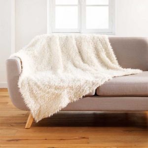 Plaid Imitation Fourrure "Mouton" 180x220cm Naturel Prix