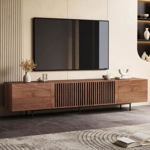 Oleylucklive - Meuble tv 180 cm pour écran 70', rangement noyer,pour salon