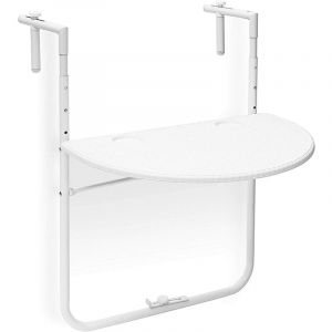 Table de balcon pliante pliable 3 niveaux réglable blanc Blanc