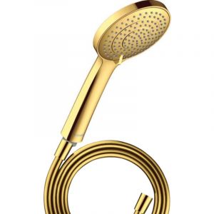 Duravit Pommeau de douche 3 jets Universal avec curseur doré poli + flexible de douche