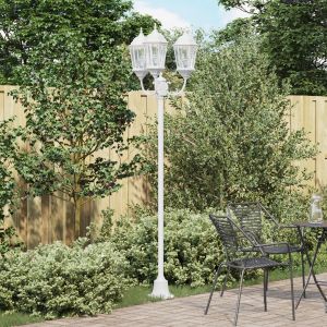 VidaXL Lampadaire de jardin 3 lampes E27 Blanc 220 cm Aluminium