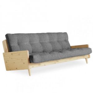 Inside75 Canapé 3/4 places convertible INDIE style scandinave futon gris granit couchage 130*190 cm. - gris