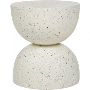 Beliani Table d'Appoint Blanc Cassé Effet Terrazzo Forme Sablier 46 cm Résistant aux uv Caoria