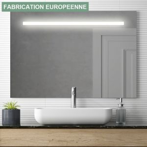 Miroir éclairage LED de salle de bain STAM avec interrupteur tactile - 100x80cm