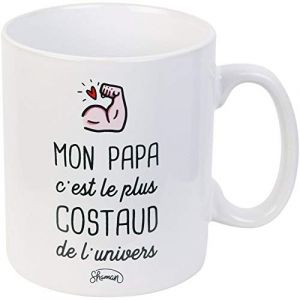 Image de Declikdeco Le Fabuleux Shaman 40-1X-005 Mug XL Mon Papa C'est Le Plus Costaud de l'univers Blanc Céramique D16 x H13,3 cm