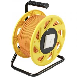 Renkforce Câble réseau avec enrouleur RJ45 réseau informatique cat 7a s/ftp 90.00 m orange rond