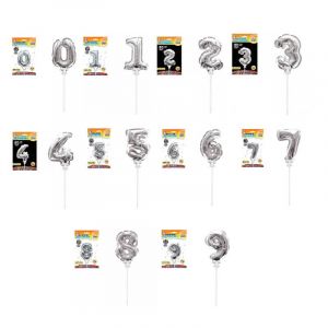 Ballon auto gonflable pour G&acirc;teau Argent Chiffre 1