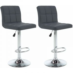 VidaXL Tabourets de Bar Similicuir 2 pcs Gris Mod&egrave;le 2