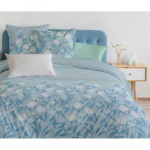 TEMPETE FLORALE Parure de couette 100% coton Bleu 220x240 cm