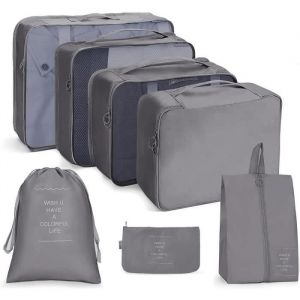 Novago Ensemble complet de différents sacs, organisateurs de valise et voyage (Gris)
