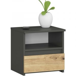 Table de chevet Akord CL1 Gris Graphite 40 cm 1 tiroir couleur Chêne Artisan 40x35x40 cm