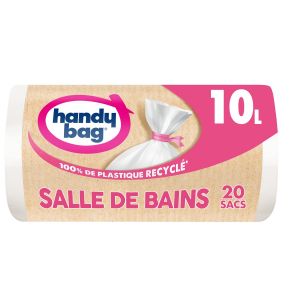 Image de Handy Bag Sacs poubelle salle de bains &agrave; lien 10L x 20 sacs 100% recycl&eacute;