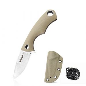 TONIFE Squirrel Couteau de cou &agrave; Lame fixe 4,3cm Total 11,9cm avec &eacute;tui Kydex et Cha&icirc;ne &agrave; Boules pour la P&ecirc;che, le Camping et la Survie