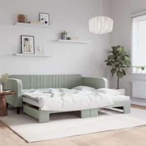 VidaXL Lit de Jour avec Lit Gigogne, Canapé-lit, Lit d'Invité, Meuble de Chambre à Coucher Salle de Séjour, Moderne, Gris Clair 100x200 cm Velours