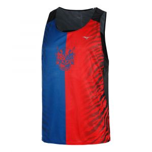 Mizuno DryAeroFlow Graphic Tank Maillot De Course Hommes - Rouge, Bleu, Taille L