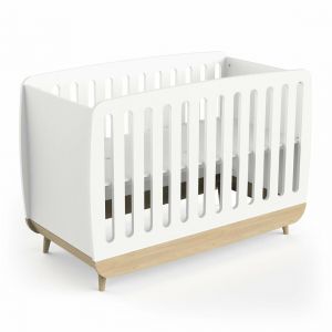 Declikdeco Lit Bébé FIRMIANA blanc et pin naturel