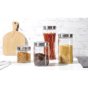 Ritzenhoff & Breker Mes Courses En Vrac - Bocal en verre avec bouchon acier inoxydable gris - 1,2L
