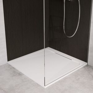 Receveur de douche en pierre naturelle extra plat à poser 70x70cm - blanc - ORIGINE