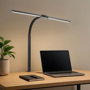 Goliving Lampe de bureau avec pince XL - 78 CM - LED dimmable avec t&eacute;l&eacute;commande - Lampe &agrave; pince - Lampe de table - Lampe de lecture - Flexible - Lampe LED - Touch Control - Softclose - Noir