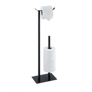 Relaxdays Support Non Fixe pour Papier Toilette, Rangement pour WC, HxLxP : 62 x 20 x 13,5 cm, Noir