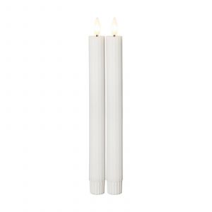 STAR TRADING Bougie LED Flamme Stripe, blanc, 25 cm, pile de cire, set de 2 pièces