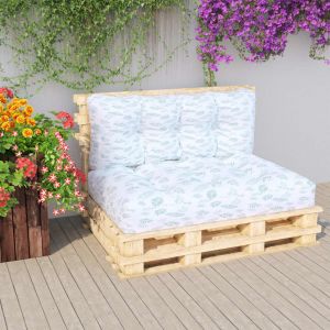 VidaXL Coussins de canap&eacute; palette 2 pcs motif de feuilles tissu