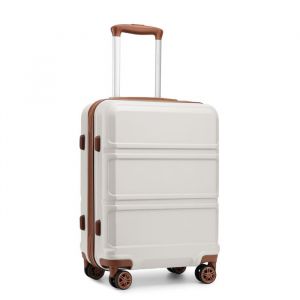 Kono Valise Cabine Grand Taille 74x48x30cm Valise Bagage a Main Rigide ABS Valise de Voyage à 4 roulettes et Serrure TSA, Crème