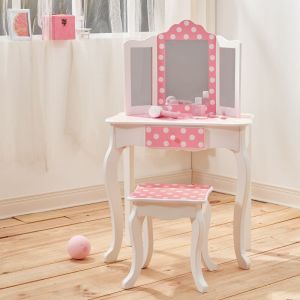 Fantasy Fields Coiffeuse enfant en bois table maquillage miroir tabouret Teamson TD-11670F