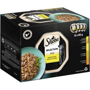 Image de Sheba Les Barquettes de 24 x 85 g - Sélection en sauce (poulet&dinde, volaille, poulet, dinde)