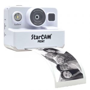 Lexibook StarCAM Print HD, Appareil Photo avec imprimante instantan&eacute;e, Fonctions Photo, vid&eacute;o, Selfie, Musique, Jeux, Kit de customisation et Carte SD 32Go Inclus, Blanc, DJ160