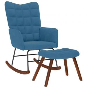 VidaXL Chaise À Bascule Avec Repose-Pied Bleu Velours