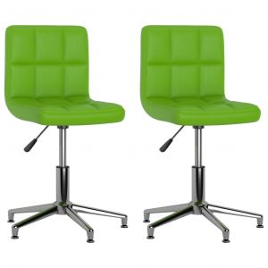 Image de VidaXL Chaises de salle ? manger pivotantes 2 pcs Vert Similicuir